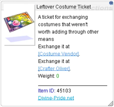 Leftover Costume Ticket