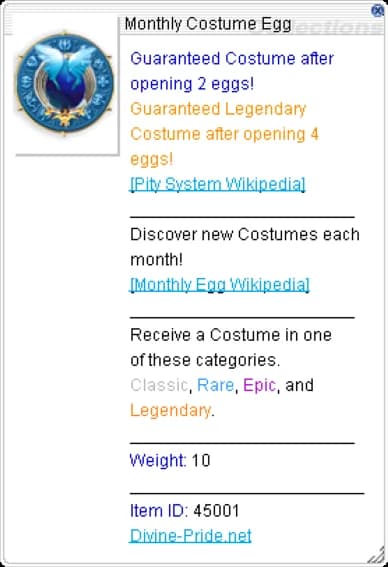 Monthly Costume Egg