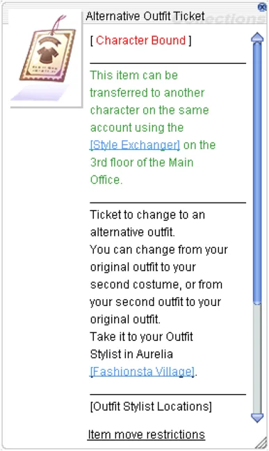 Alternative Outfit Ticket