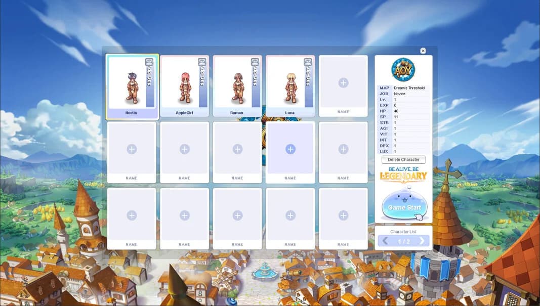 Character Creation Window