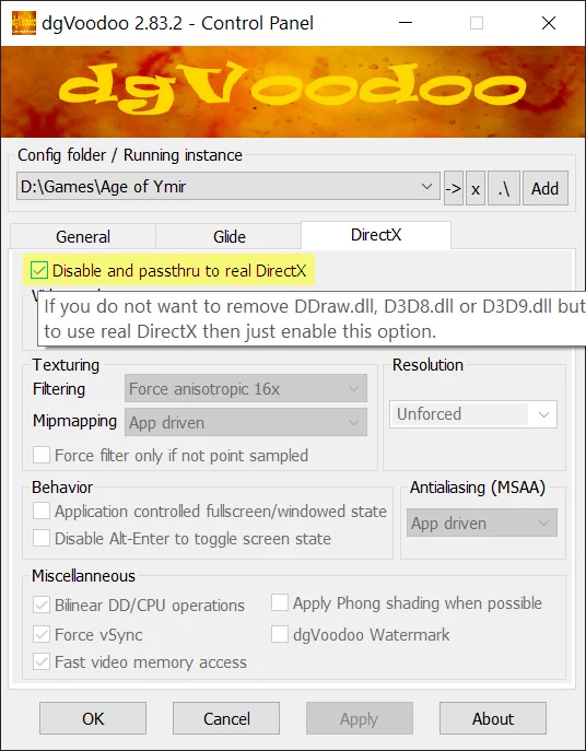 OpenSetup Graphics Device Selection