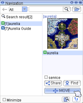 Navigation search result window for Aurelia