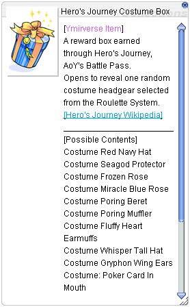 Hero's Journey Costume Box in-game item description